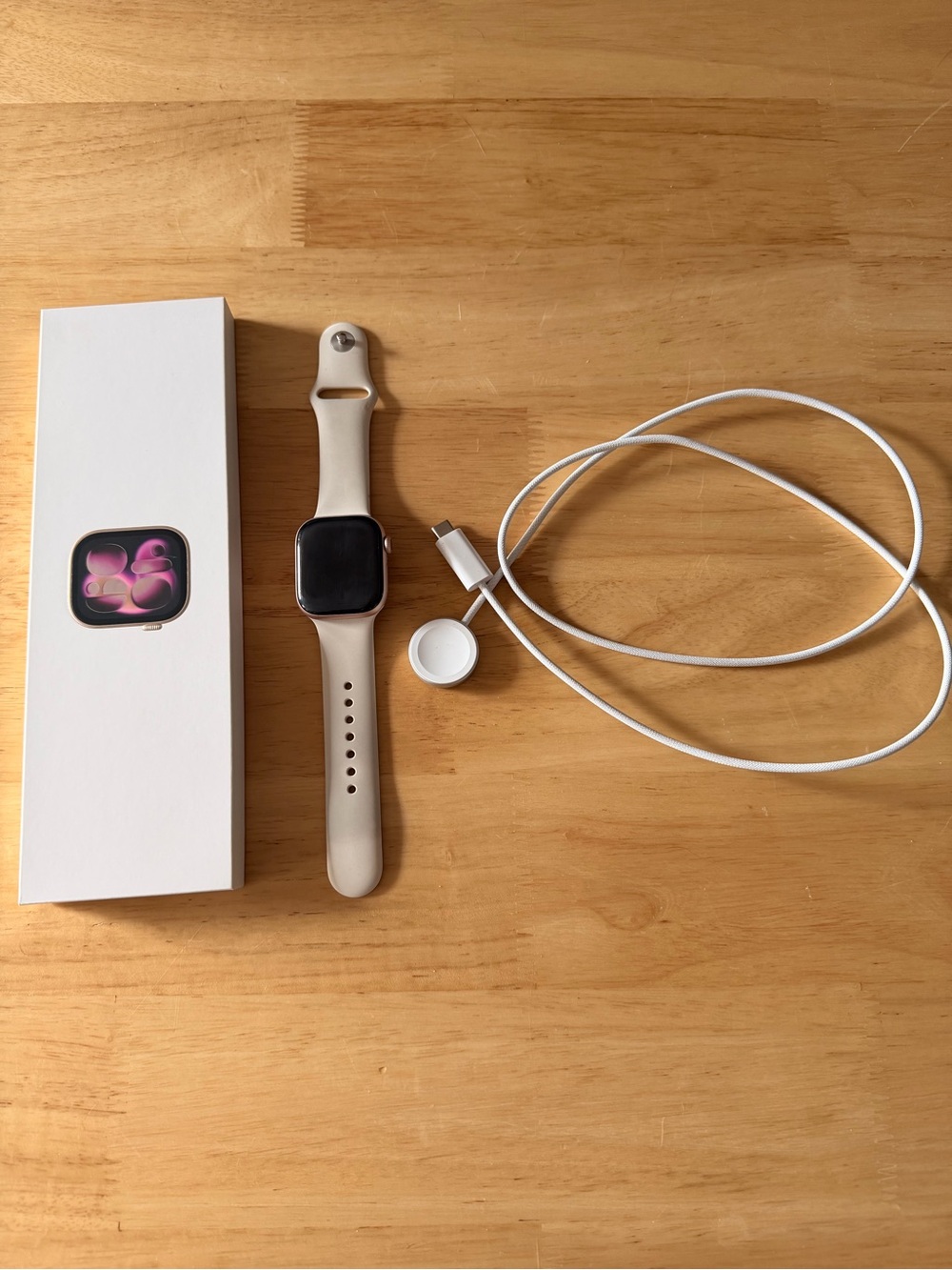 Apple Watch S11 in Rose gold with White Magnetic Charger and box